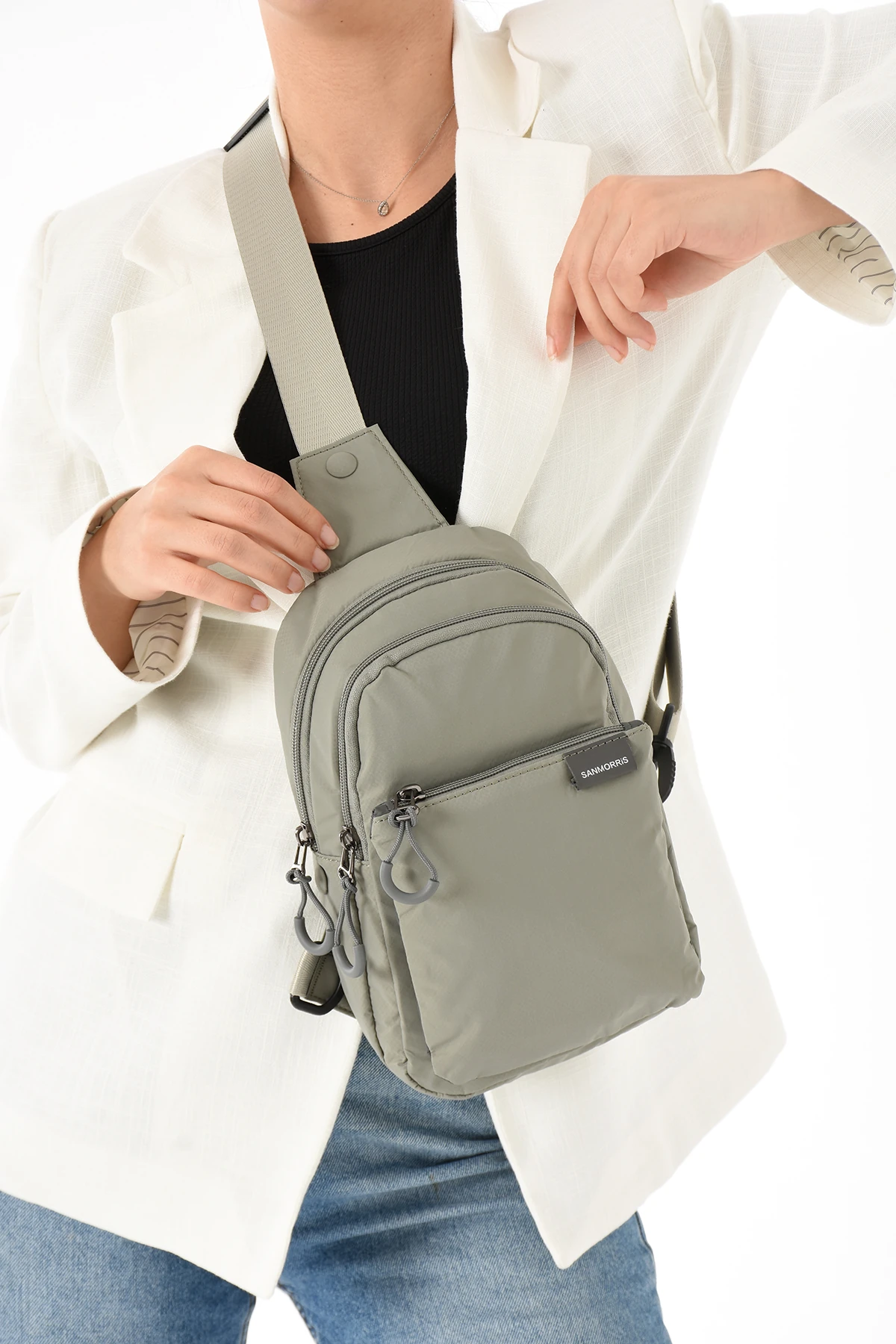 San İthal Kumaş Göğüs Çantası SAN6004 - AÇIK GRİ