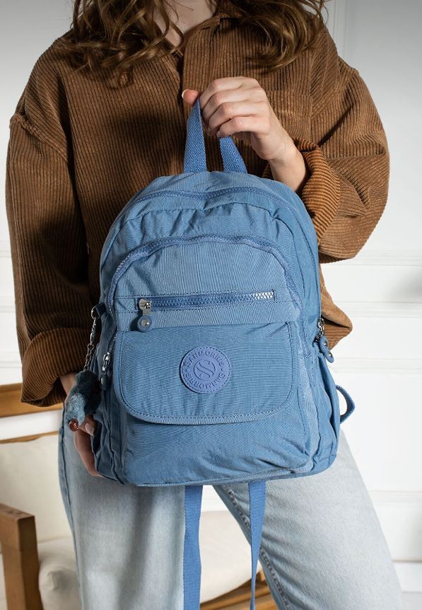 San Unisex Suya Dayanıklı Kumaş Çok Gözlü Laptop Bölmeli Orta Boy Seyahat ve Okul Çantası  - MAVİ