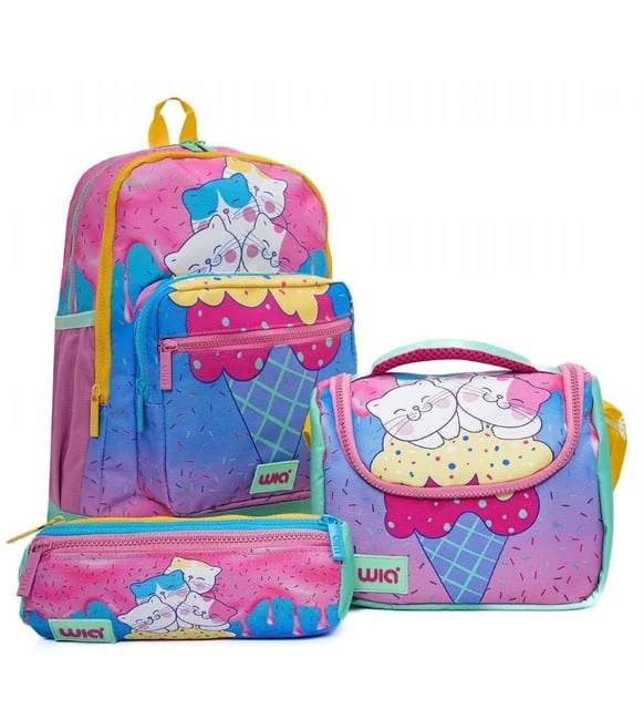 Wia Dondurma Kedi Desenli 3'lü Okul Çantası Seti