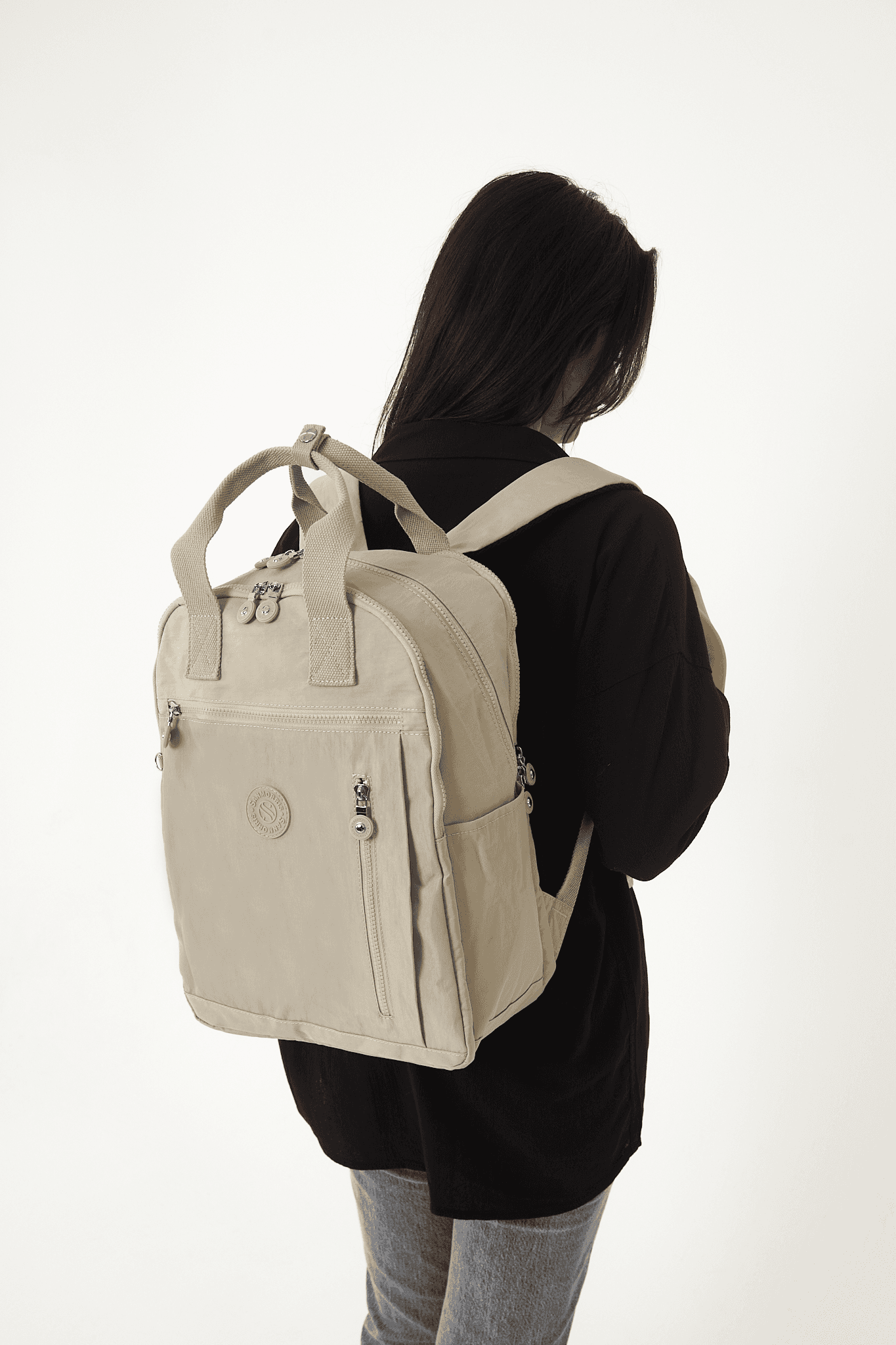 San Unisex Suya Dayanıklı Kumaş Çok Gözlü Laptop Bölmeli Orta Boy Seyahat ve Okul Çantası