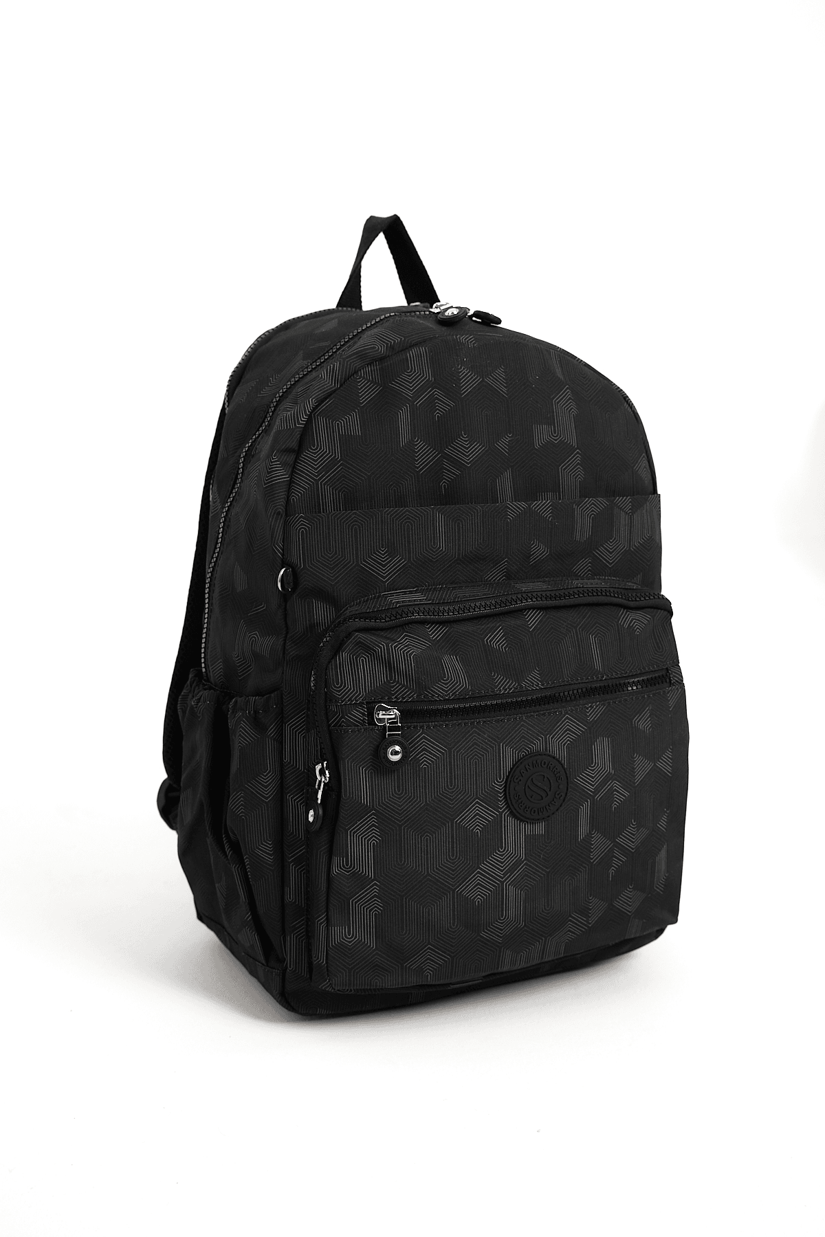 San Unisex Suya Dayanıklı Kumaş Çok Gözlü Laptop Bölmeli Orta Boy Seyahat ve Okul Çantası - SİYAH PATERN