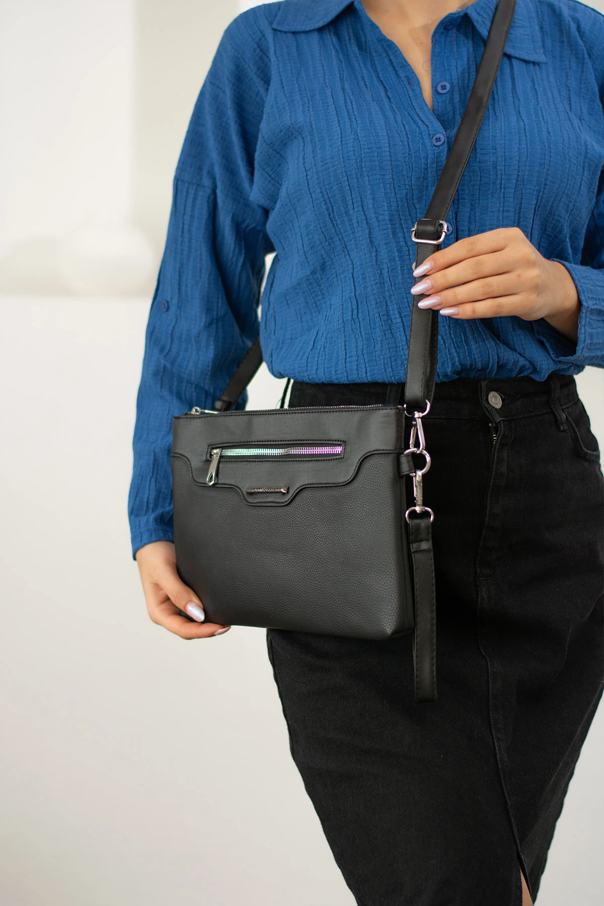 San Kadın Suni Deri Taba Renkli Ayarlanabilir Çapraz Ve El Askılı Portföy, Clutch Çanta SAN1360