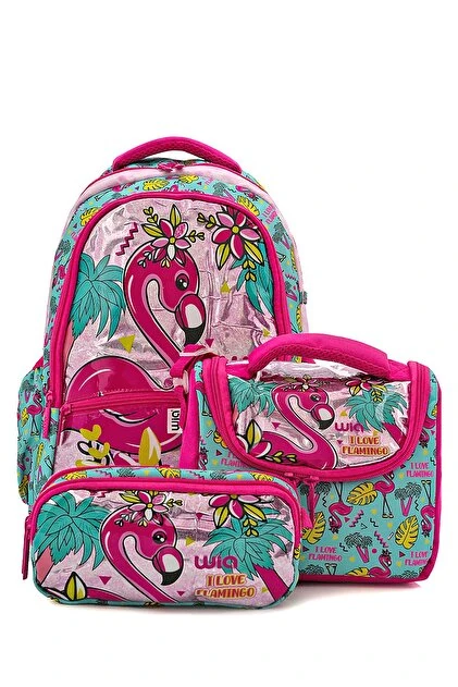 Wia Flamingo Desenli 3'lü Okul Çantası Seti