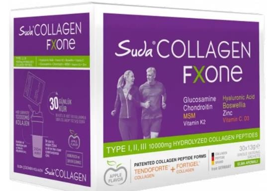 Suda Collagen Fxone Takviye Edici Gıda Elma Aromalı 30 x 13 gr - Toz Saşe