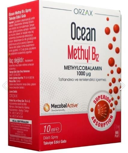 Orzax Ocean Methyl B12 10 ml Takviye Edici Gıda