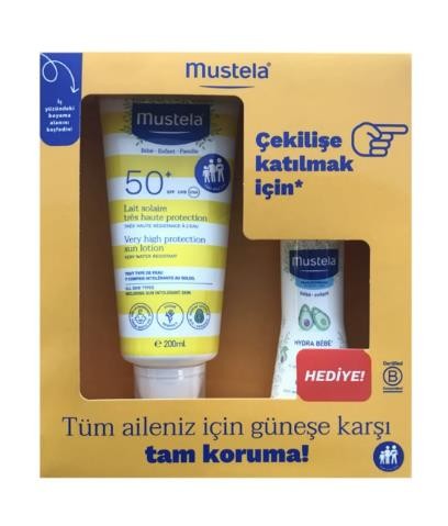 Mustela Spf50+ Çok Yüksek Koruma Faktörlü Güneş Losyonu 200ml + Hydrabebe Vücut Losyonu 100ml