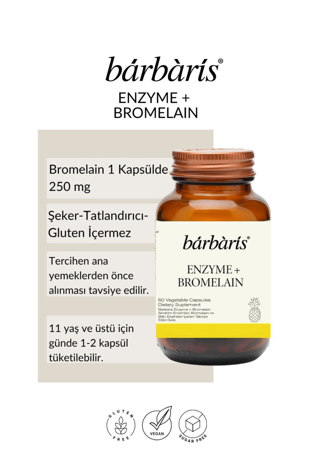 BARBARİS ENZYME+BROMELAIN 60 CAPSULES