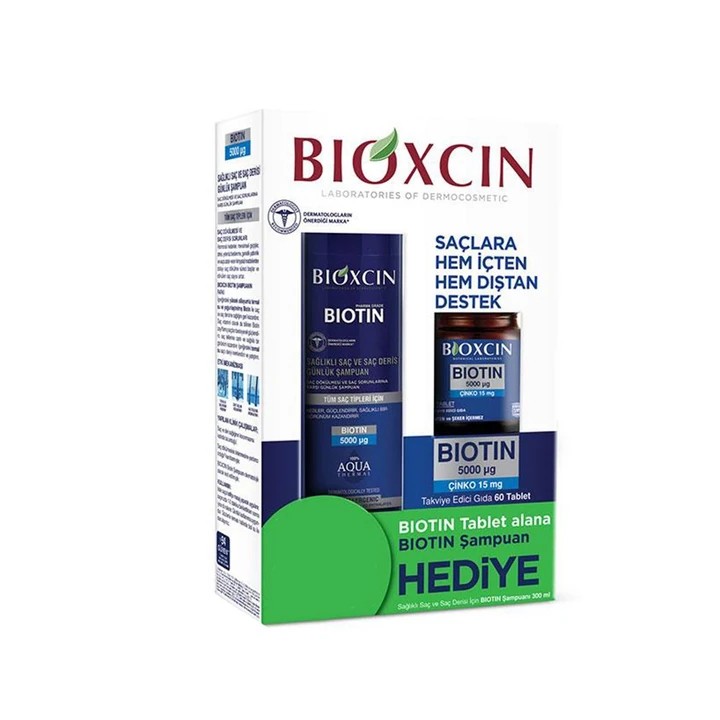 Bioxcin Biotin 5000 mg Çinko 15 mg ALANA Biotin Şampuan 300 ml HEDİYE