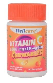 Wellcare Vitamin C 1000mg + Çinko 15 Mg 30 Çiğneme Tableti