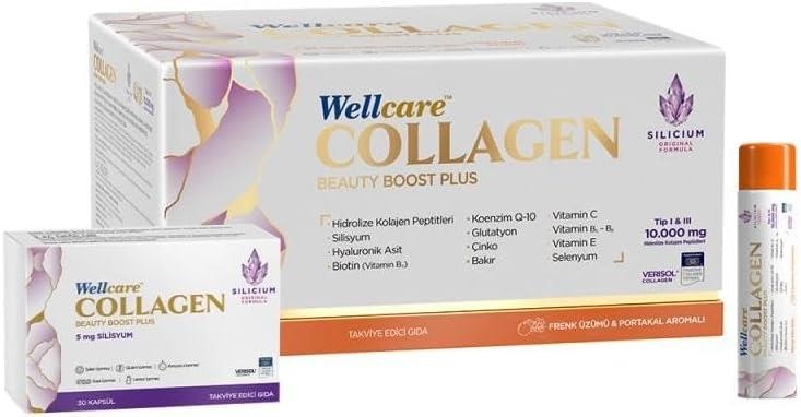 Wellcare Collagen Beauty Boost Plus Frenk Üzümü - Portakal 10000 mg 30 Shots x 40 ml - 30 Tüp