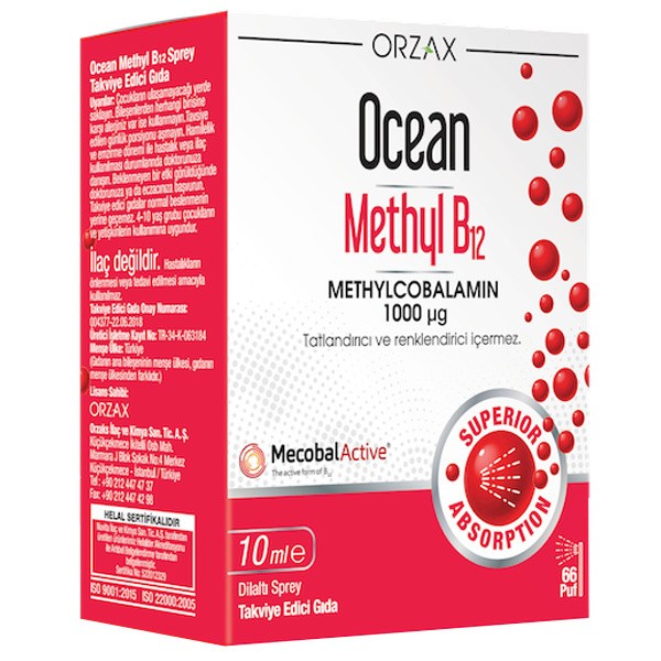 Orzax Ocean Methyl B12 10 ml Takviye Edici Gıda