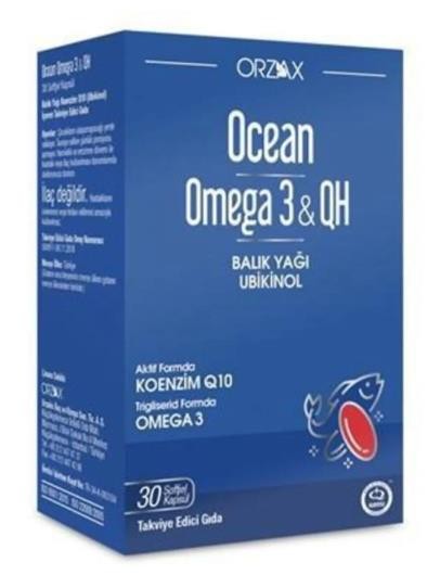 Orzax Ocean Omega 3 & QH Takviye Edici Gıda 30 Kapsül
