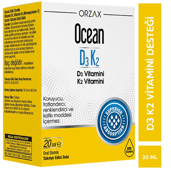 Orzax Ocean D3K2 Vitamin Damla 20 ml