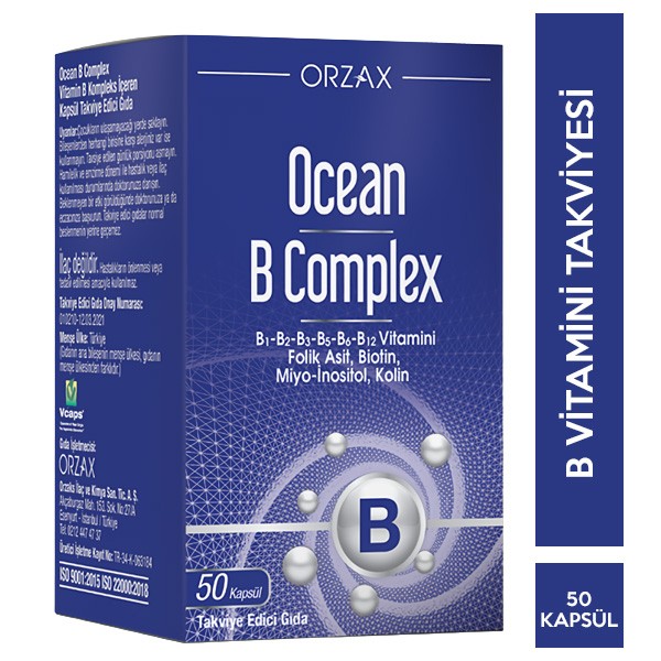 Orzax Ocean B Complex Takviye Edici Gıda 50 Kapsül