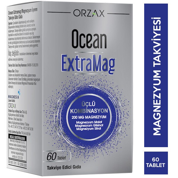 Orzax Ocean ExtraMag Üçlü Magnezyum Kombinasyonu 60 Tablet