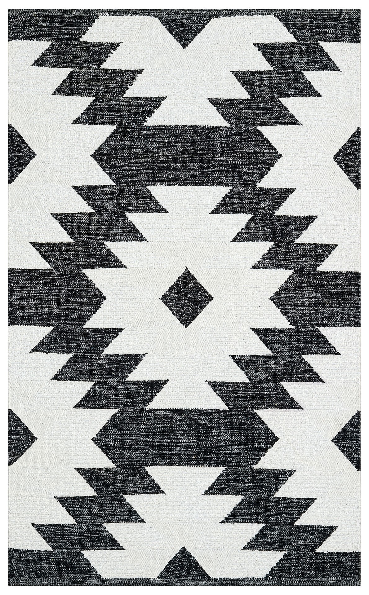 Afro Pamuk Kilim - Siyah Beyaz