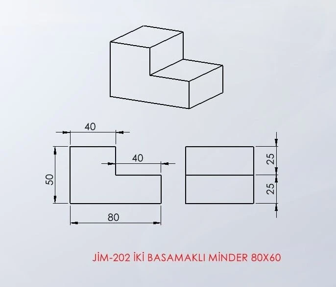 2 Basamaklı Minder 80X60 Cm