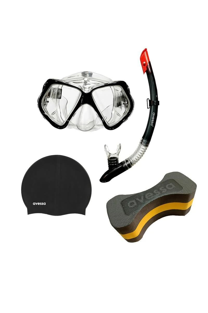Avessa 3'Lü Şnorkel Seti Siyah-Sarı