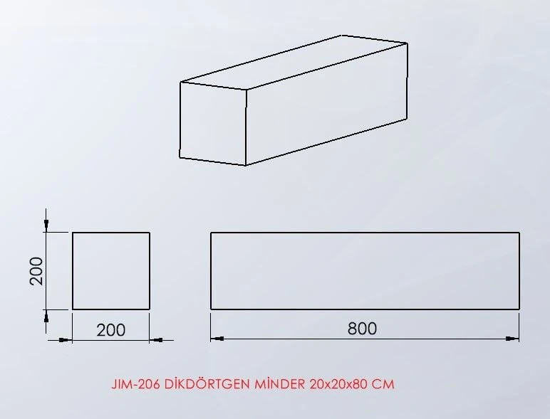 Dikdörtgen Minder 20X20X80 Cm
