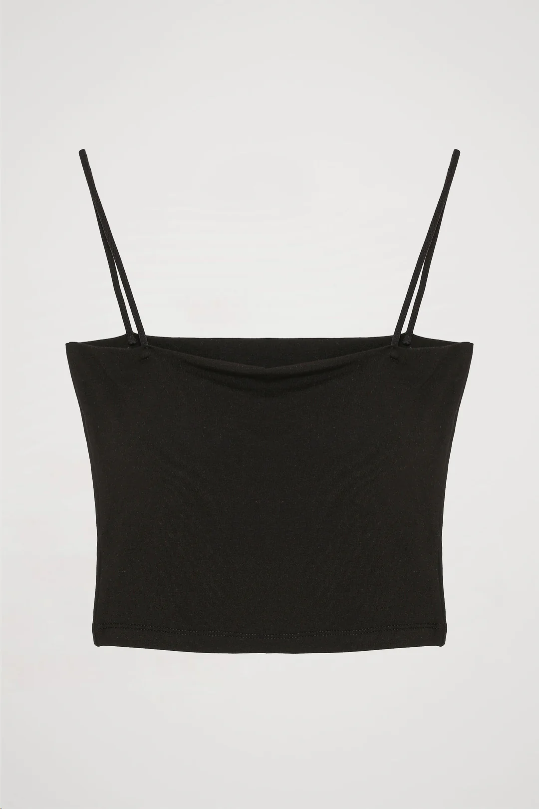 İp Askılı Basic Crop Atlet - Siyah