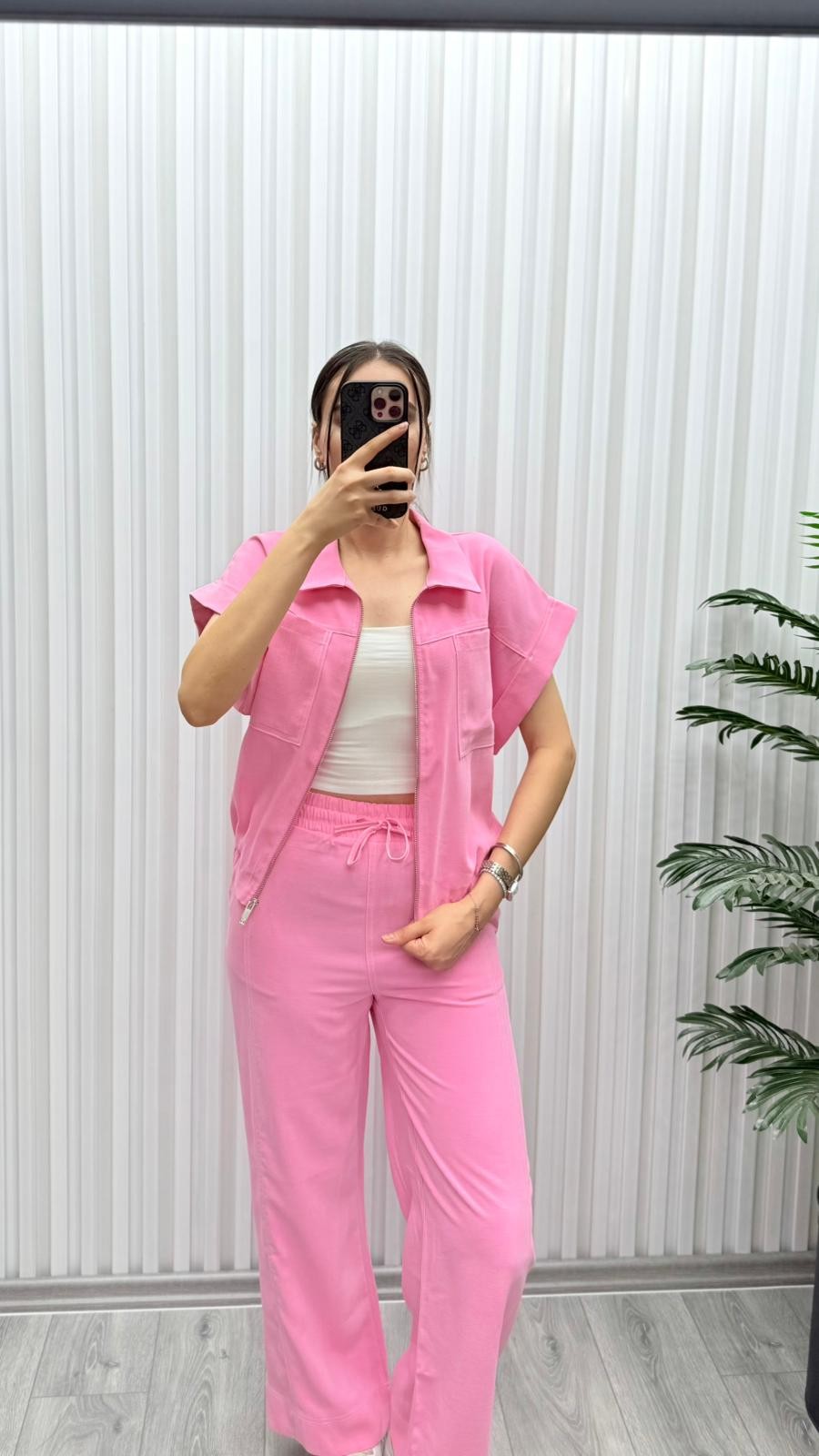 Kontrast Dikiş Tensel Takım - Pembe
