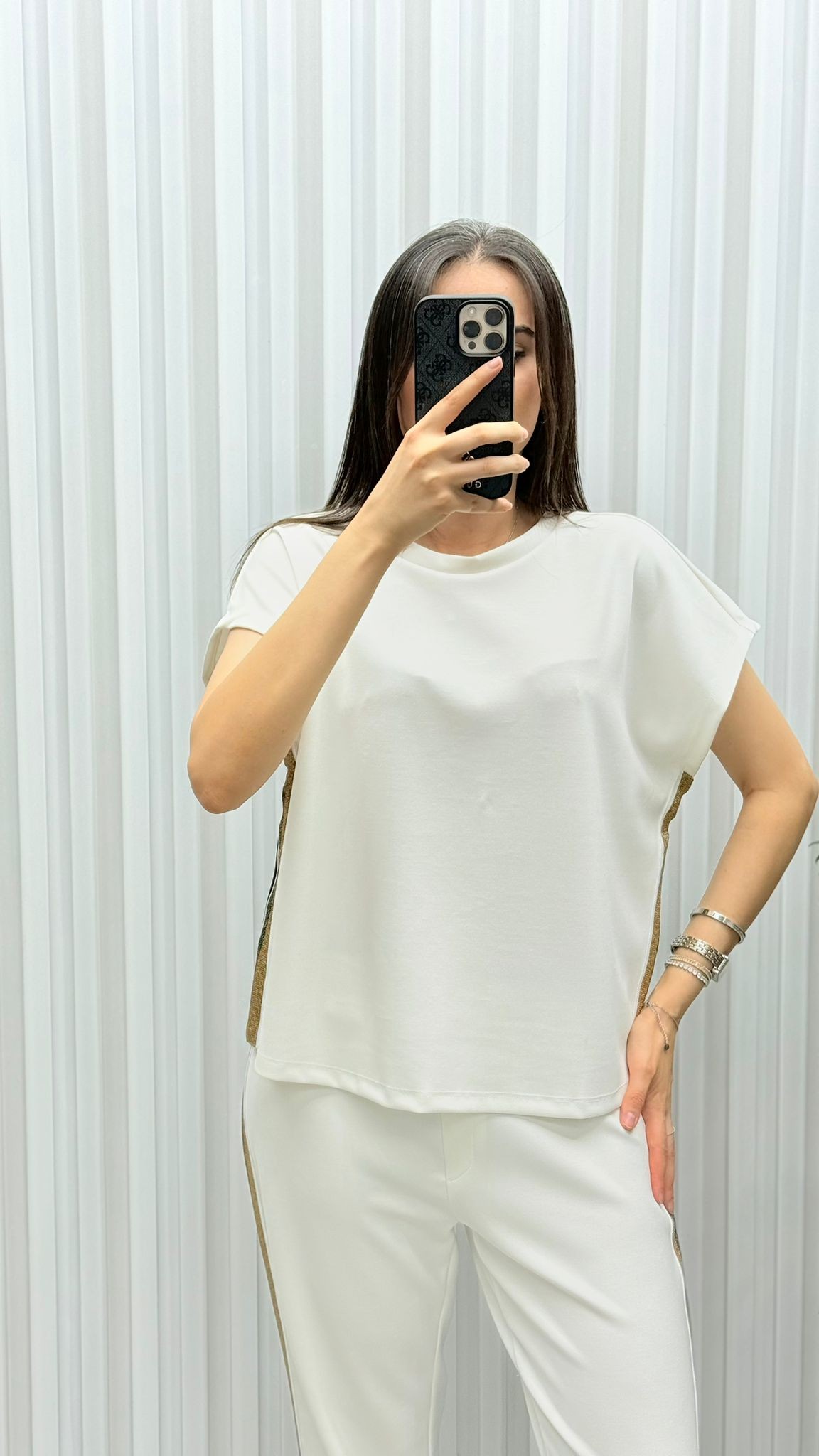 Yanları Sim Şerit Detaylı Modal Kumaş Takım