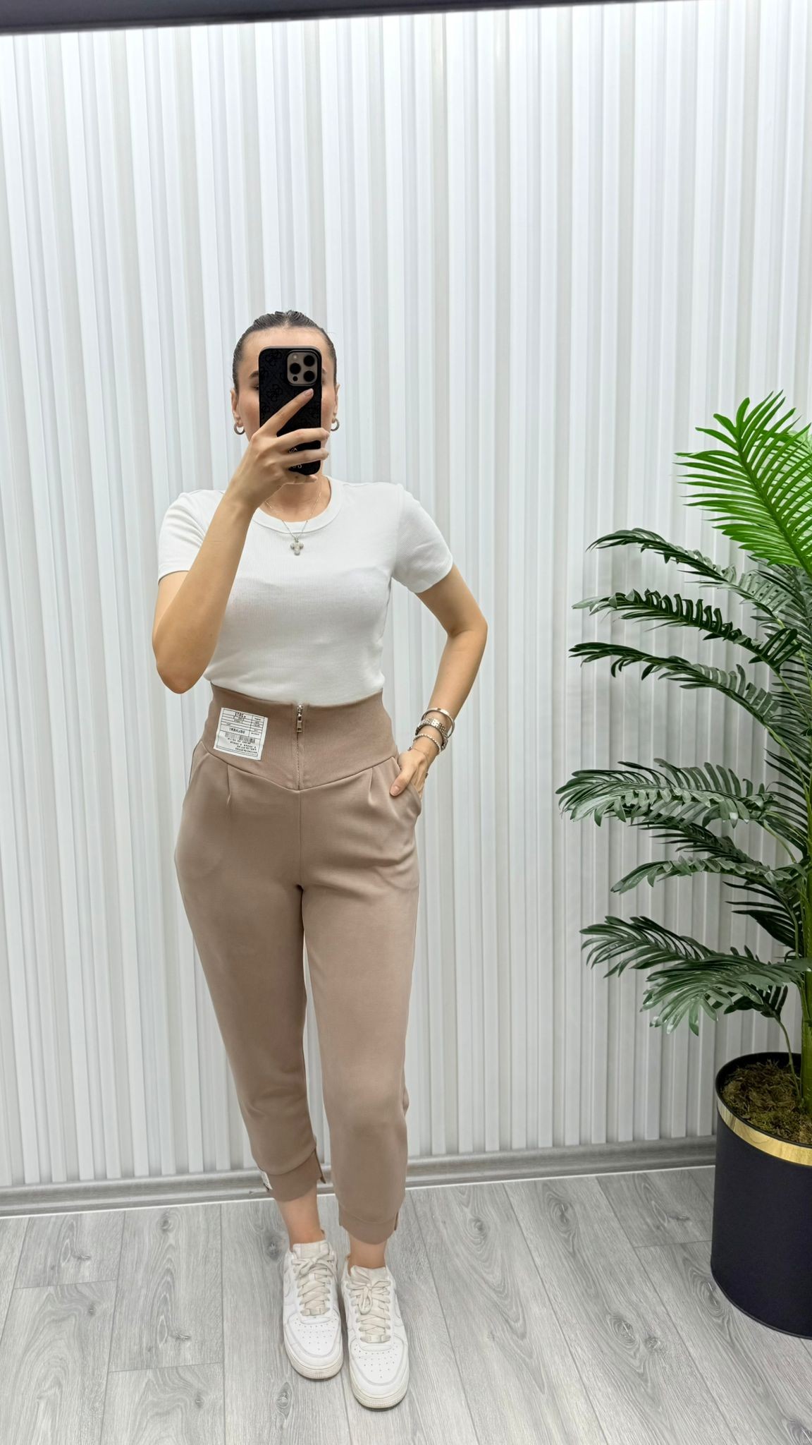 Modal Kumaş Fermuar Detaylı Jogger Eşofman Altı - Kahverengi