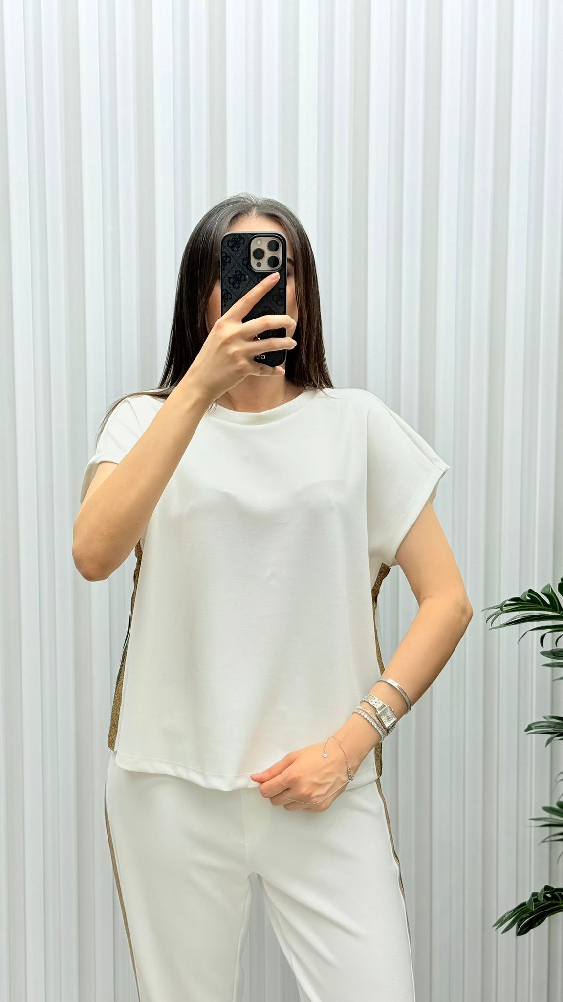 Yanları Sim Şerit Detaylı Modal Kumaş Takım