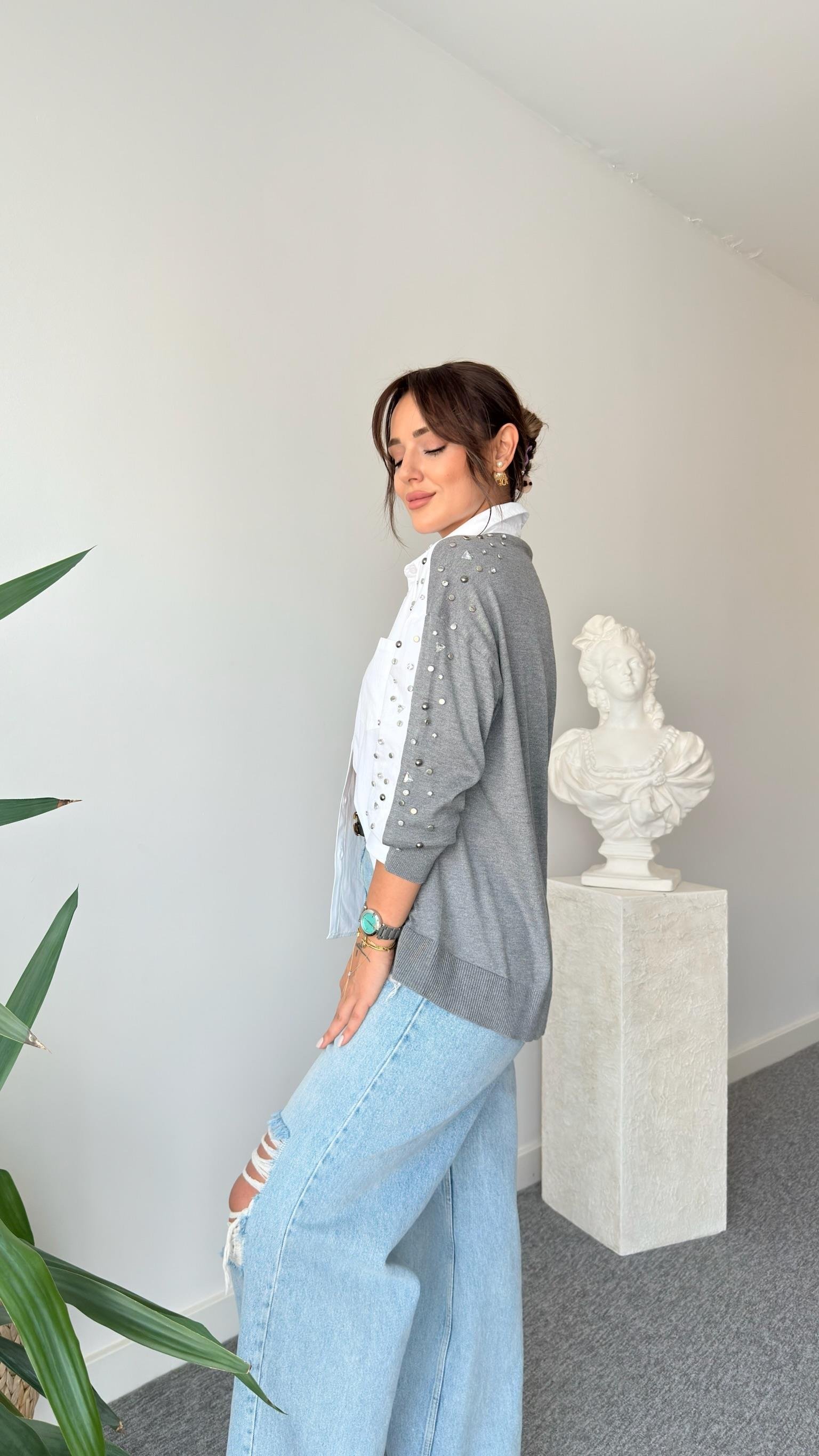 İpkyol Model Kollar Taş Detaylı Gömlek