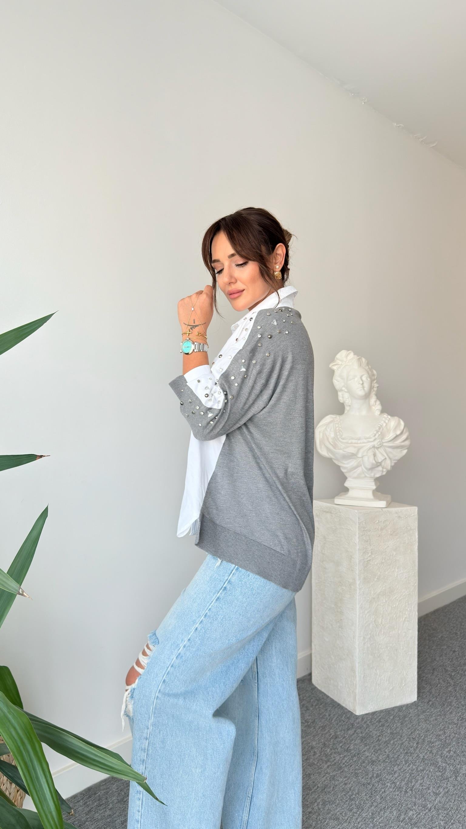 İpkyol Model Kollar Taş Detaylı Gömlek