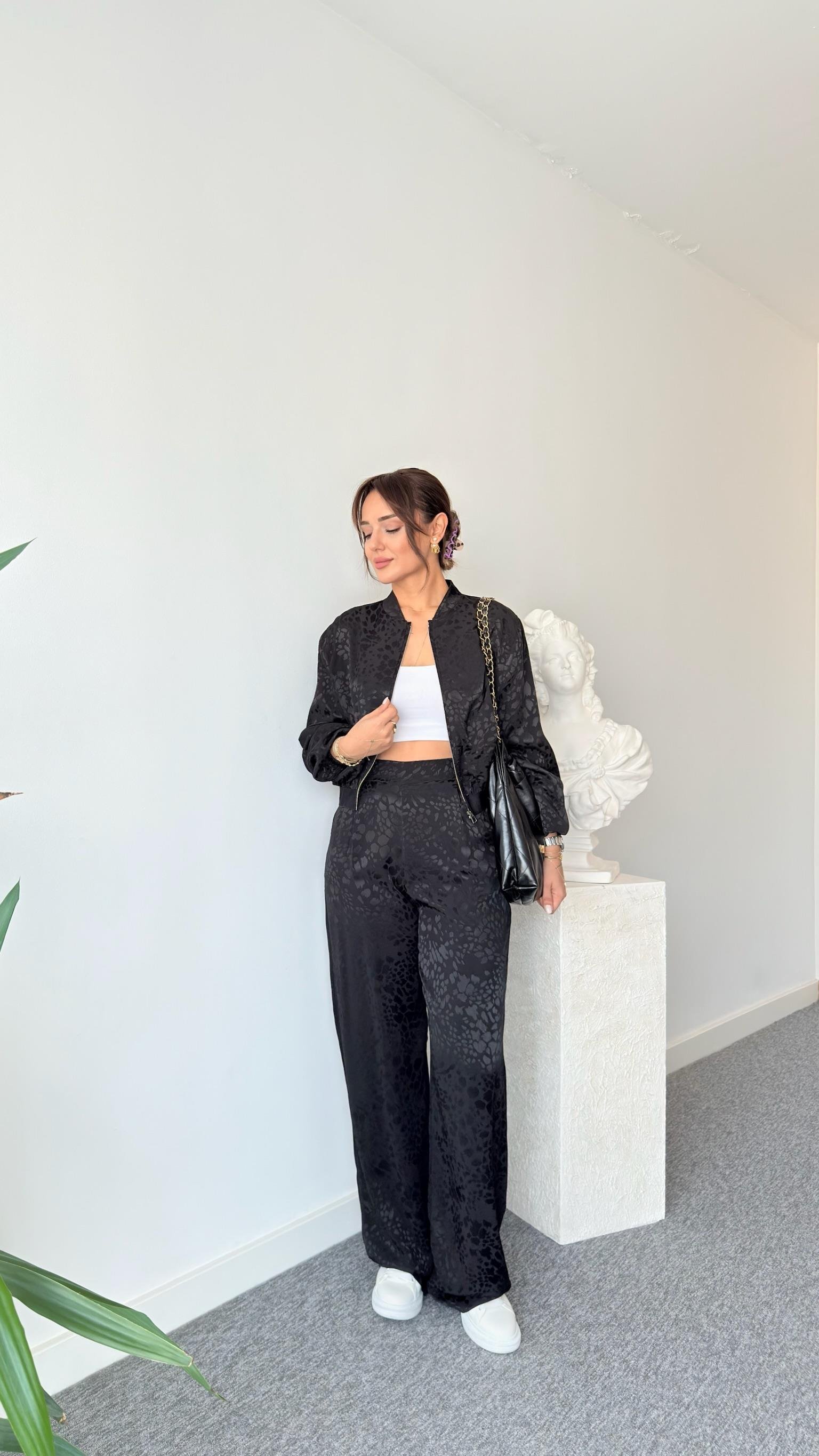 Malin Benekli Bomber Ceket - Siyah