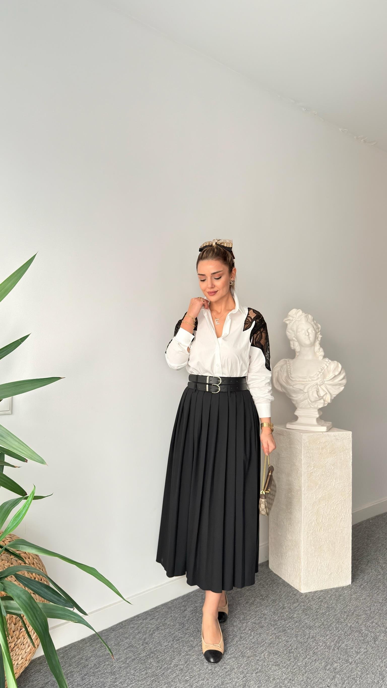 Lazer Güpür Detaylı Tasarım Gömlek