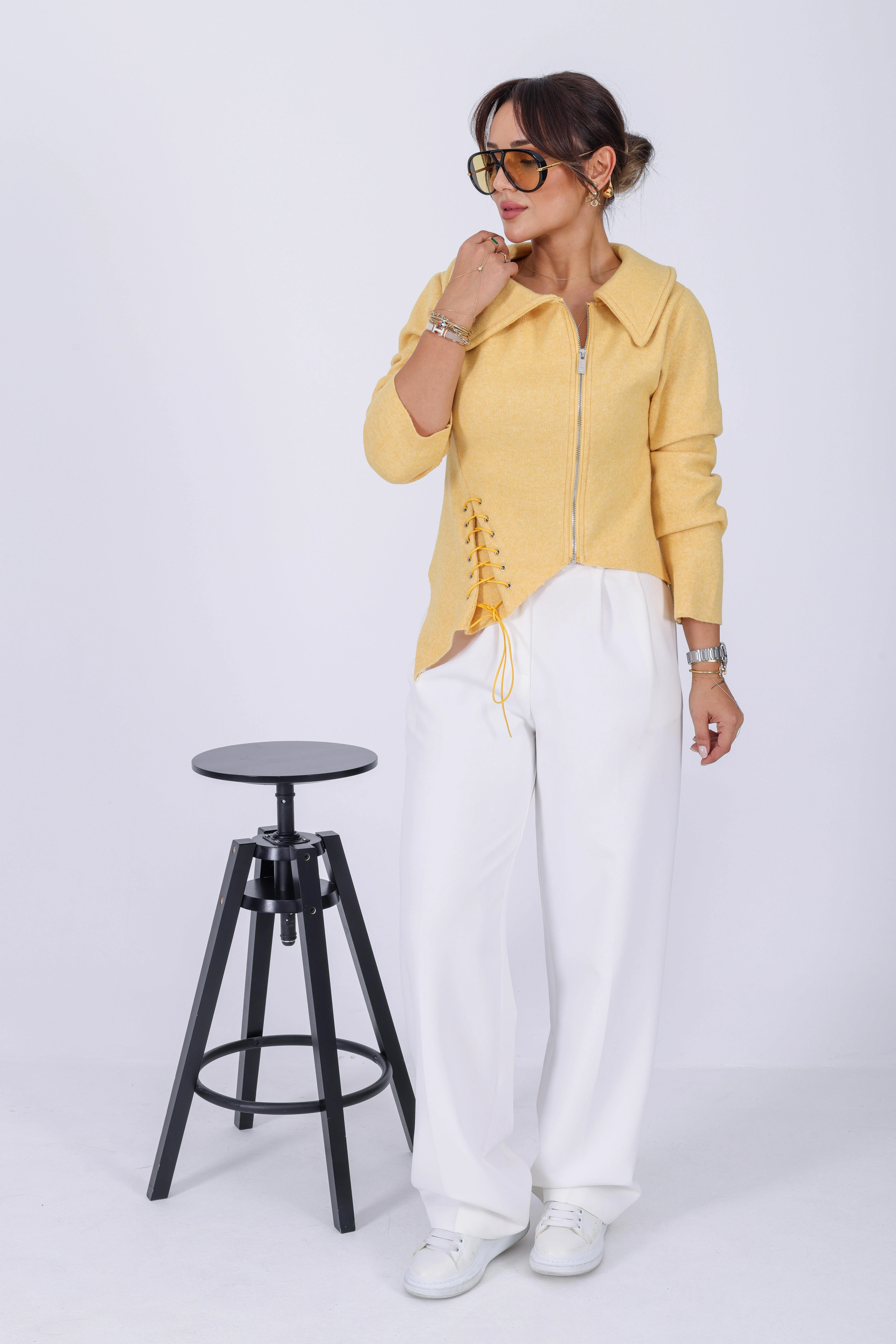 Bağcık Detaylı Triko Ceket