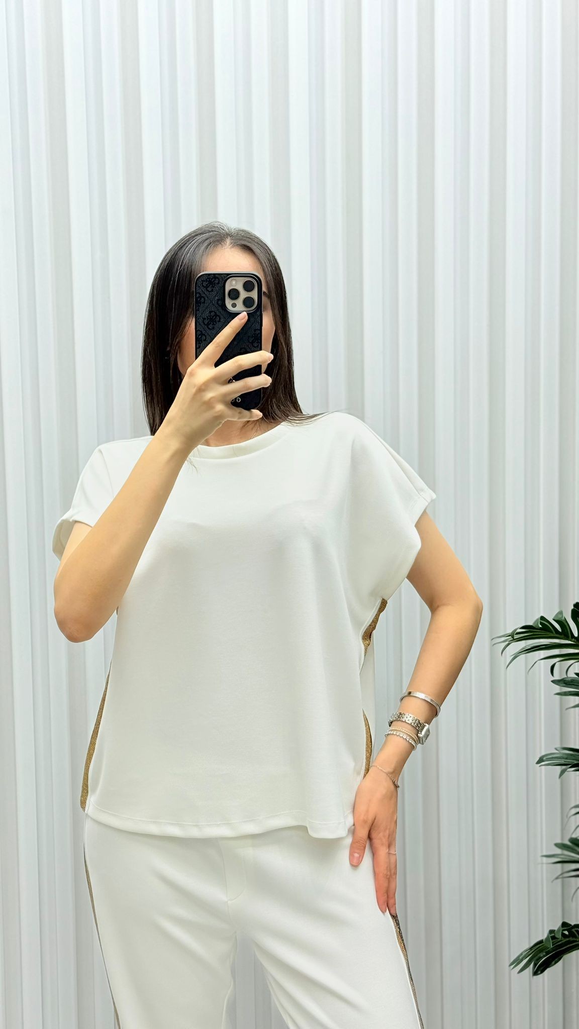 Yanları Sim Şerit Detaylı Modal Kumaş Takım