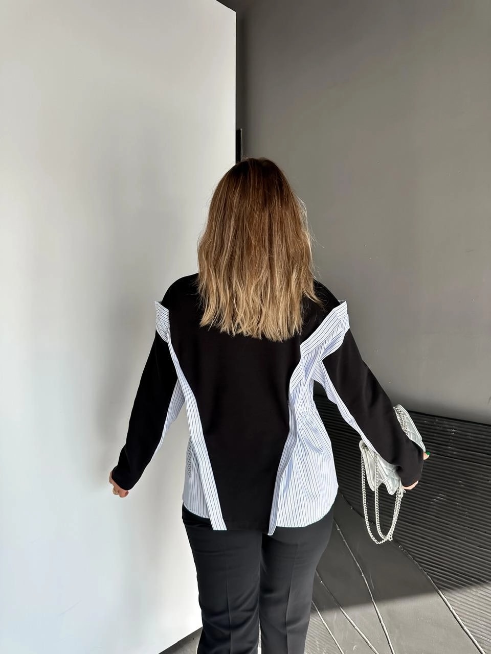 Gömlek Parçalı Beli İpli Sweatshirt