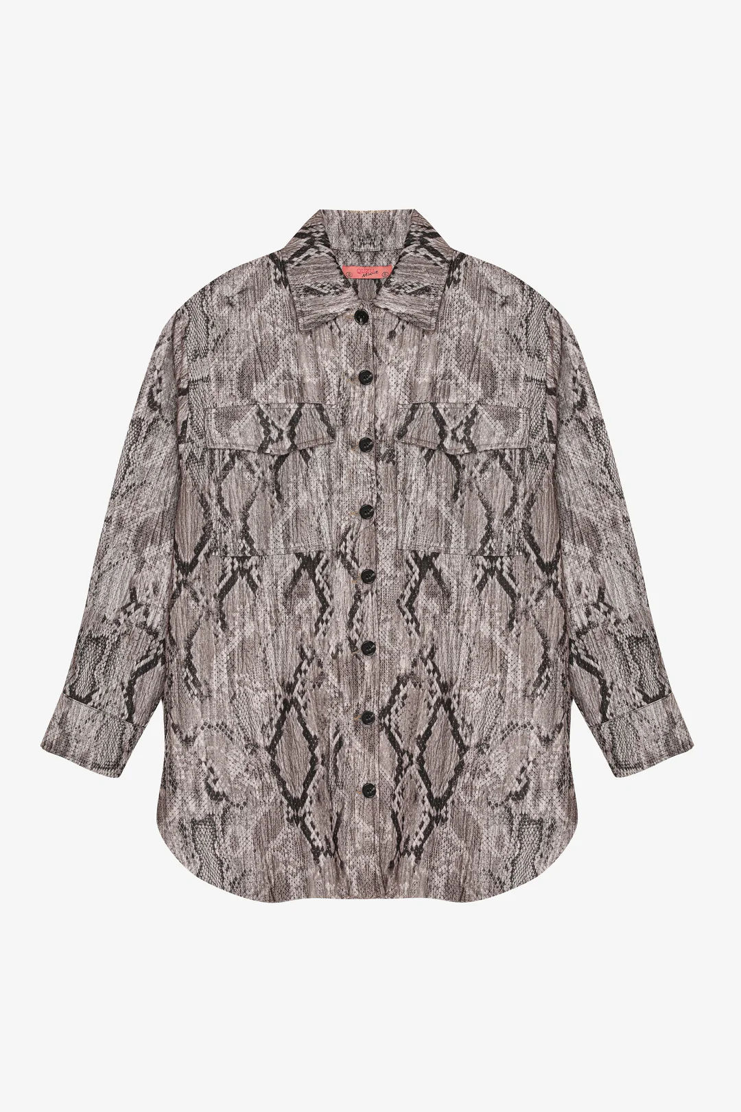 Yılan Desenli Oversize Gömlek Kahverengi