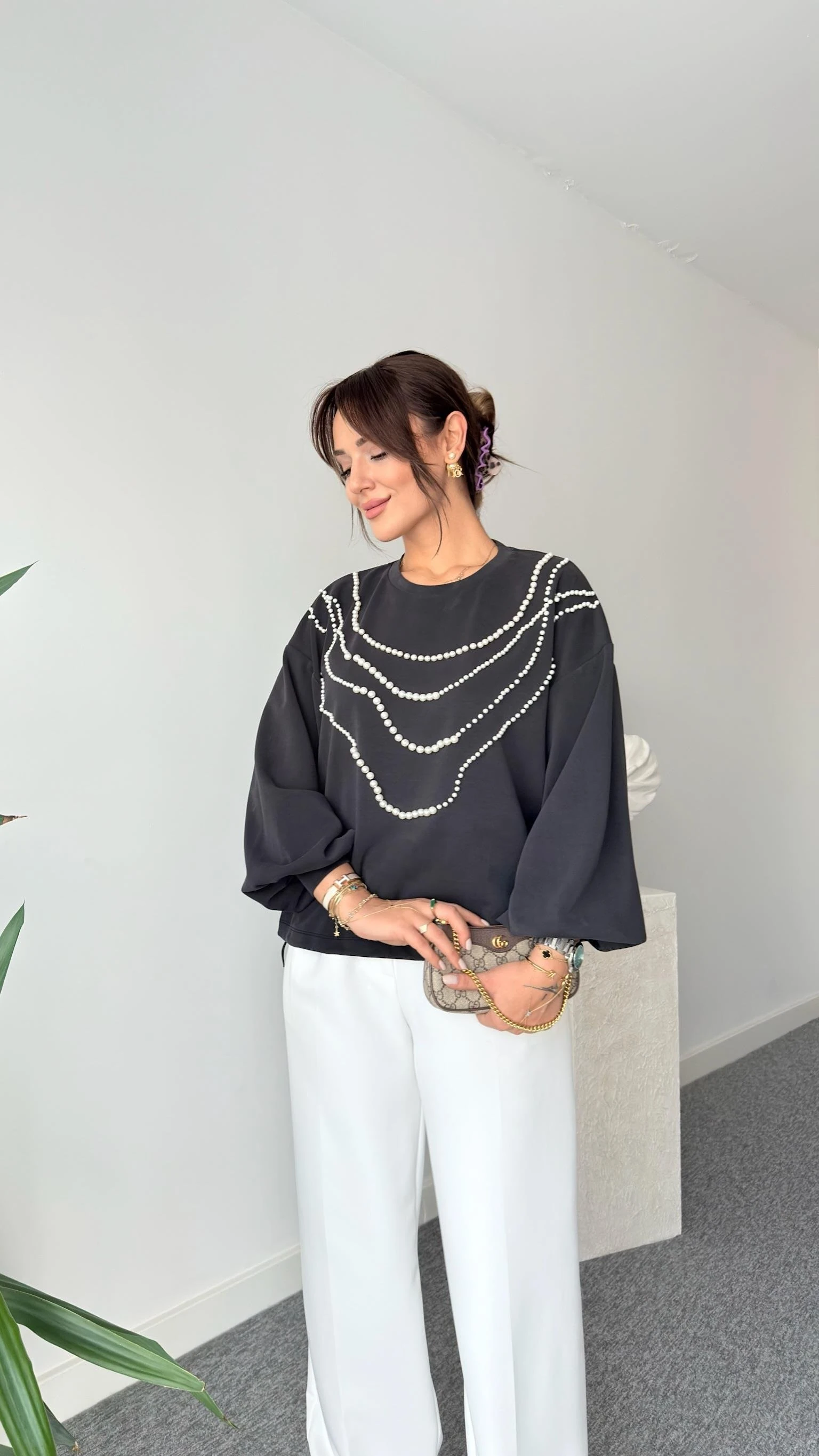 Avery İnci Detaylı Premium Modal Sweatshirt