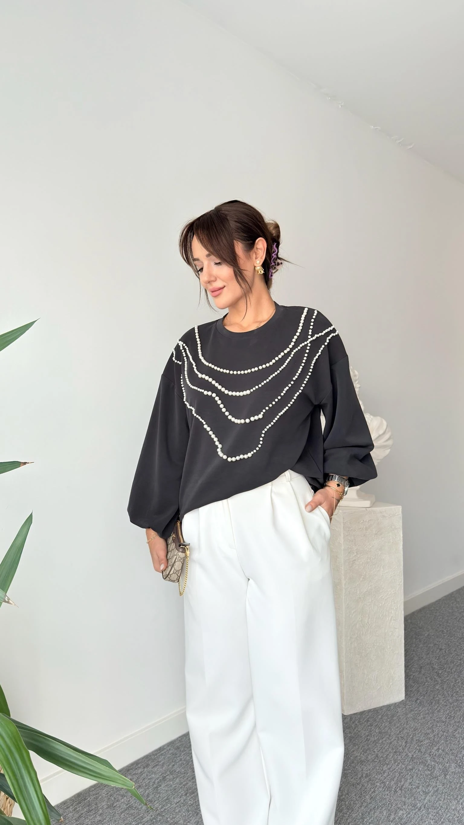 Avery İnci Detaylı Premium Modal Sweatshirt