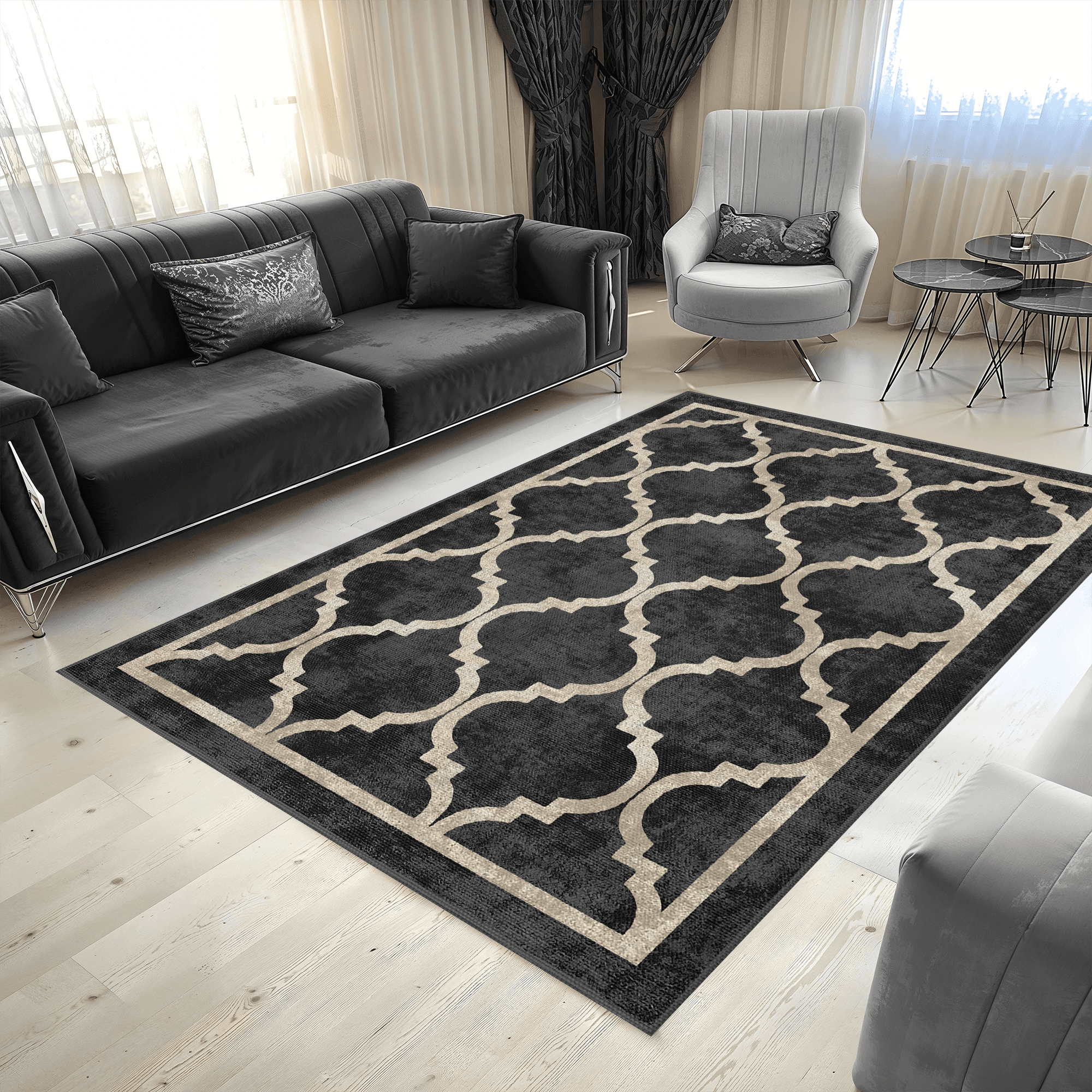 Dijital Baskı Yıkanabilir Kaymaz Taban Dekoratif Salon Mutfak Halısı Yolluk E1003