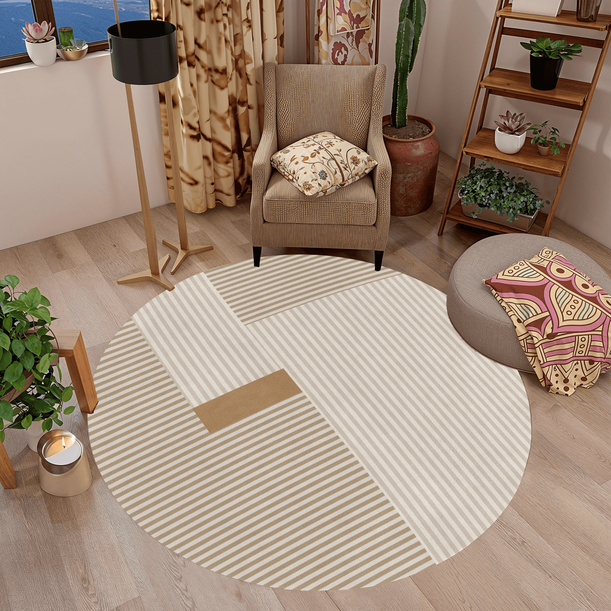 Yıkanabilir Kaymaz Taban Leke Tutmaz Dekoratif Salon Halısı T1309