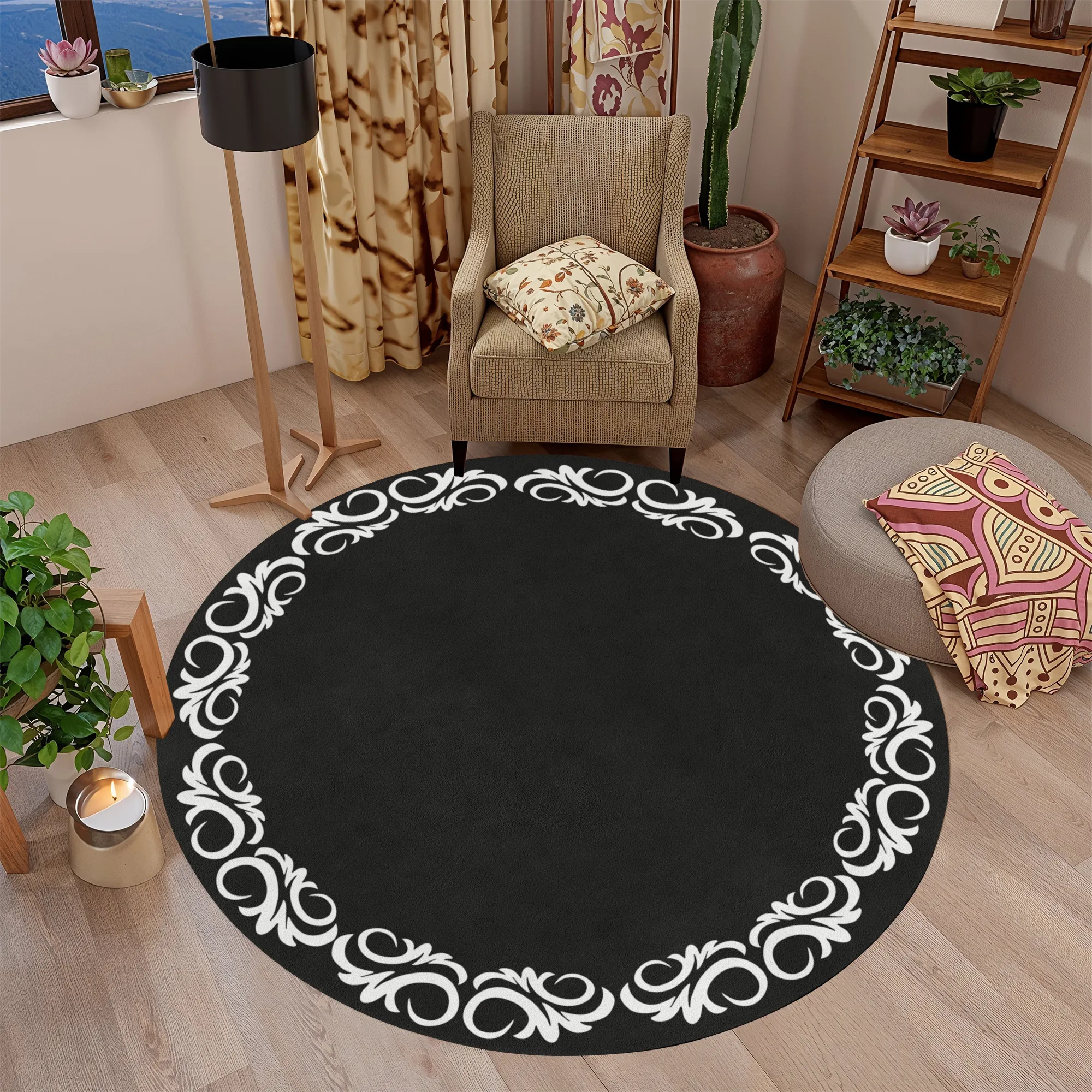 Yıkanabilir Kaymaz Taban Leke Tutmaz Dekoratif Salon Halısı T1081