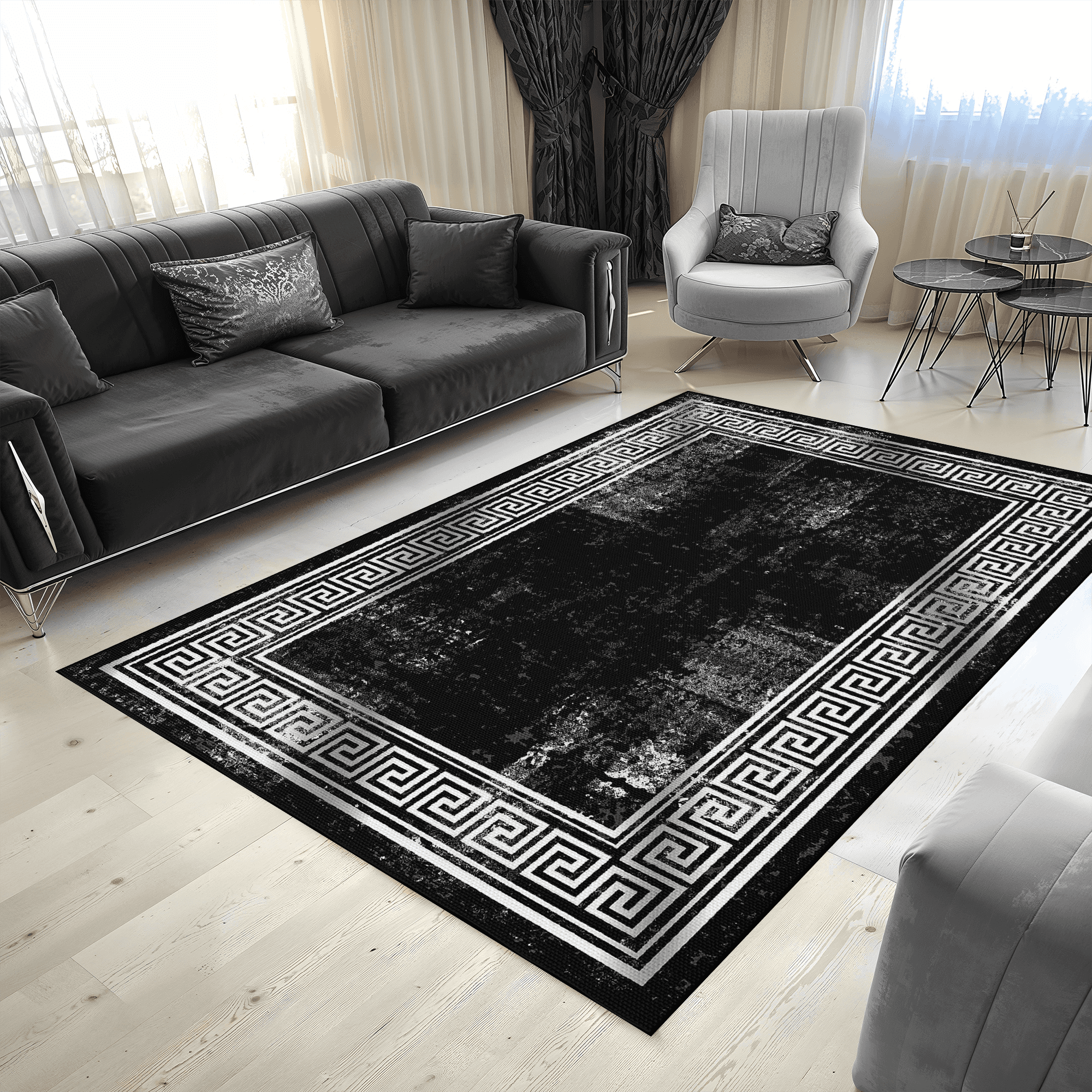 Dijital Baskı Yıkanabilir Kaymaz Taban Dekoratif Salon Mutfak Halısı Yolluk E1000