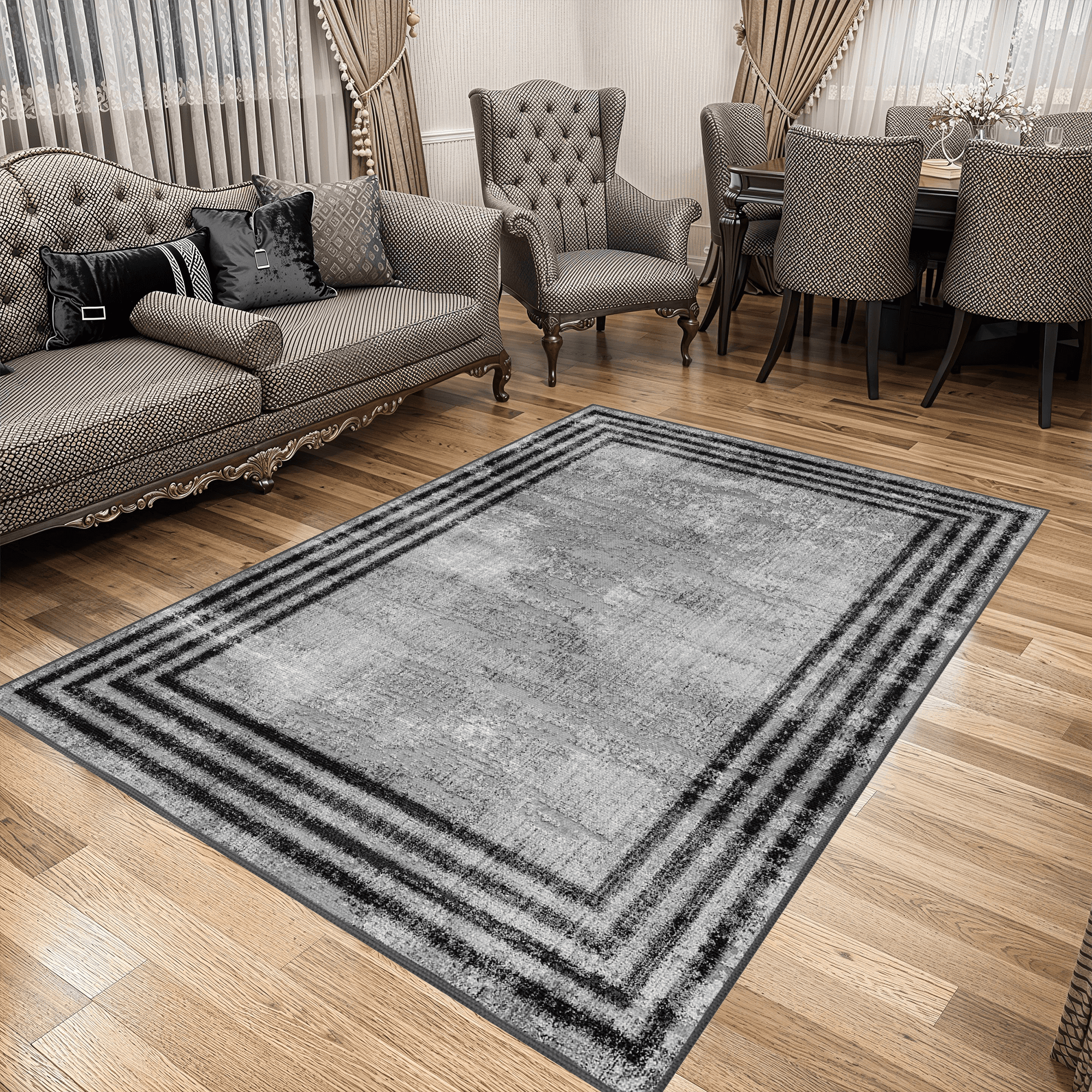 Dijital Baskı Yıkanabilir Kaymaz Taban Dekoratif Salon Mutfak Halısı Yolluk E1005