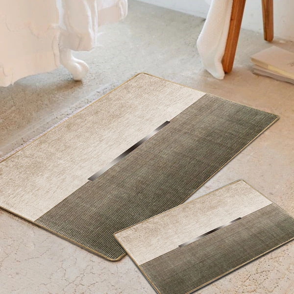 Kaymaz Taban Yıkabilir Toz Leke Tutmaz 2li Set Klozet Banyo Paspas Takımı e1045-1