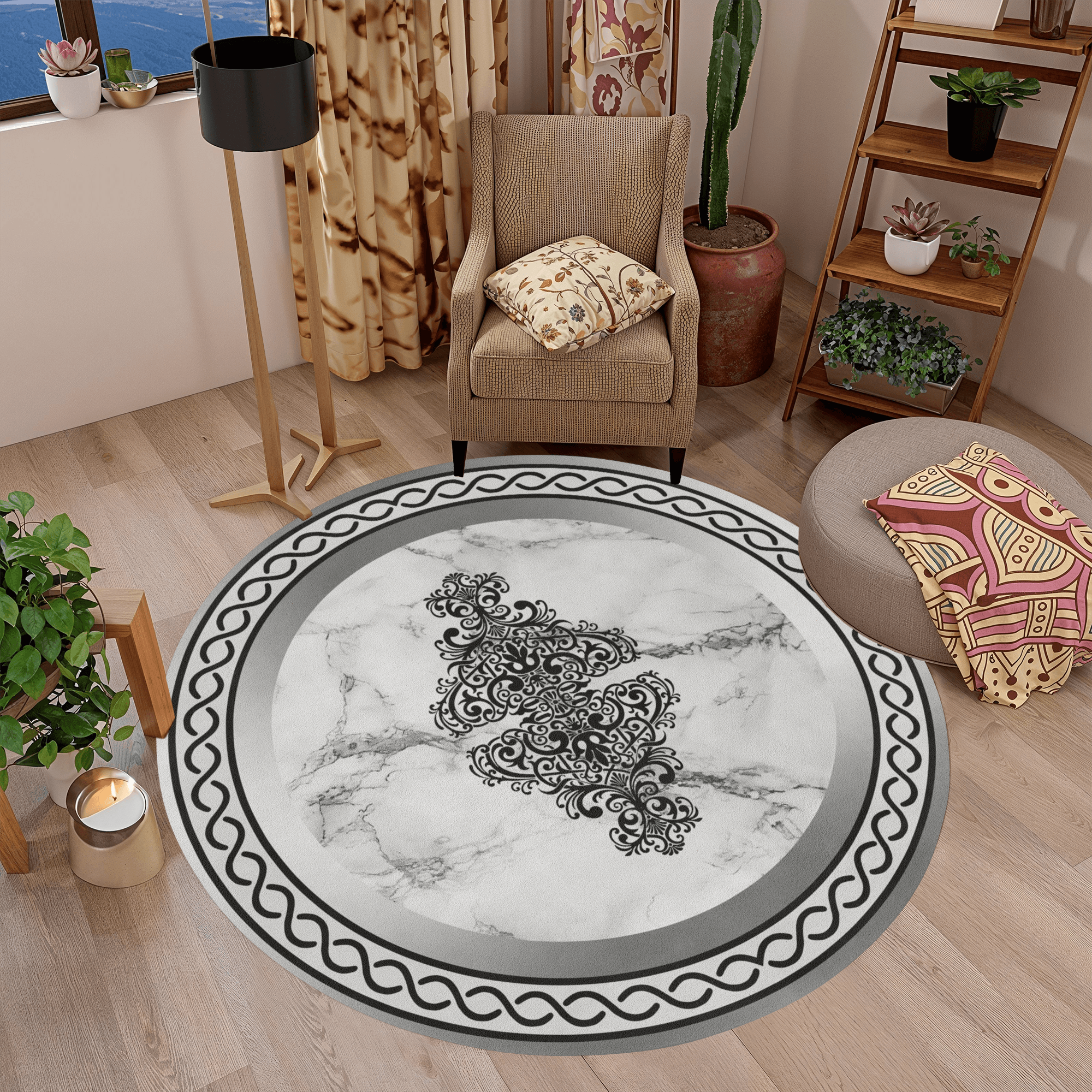 Yıkanabilir Kaymaz Taban Leke Tutmaz Dekoratif Salon Halısı T1261-1