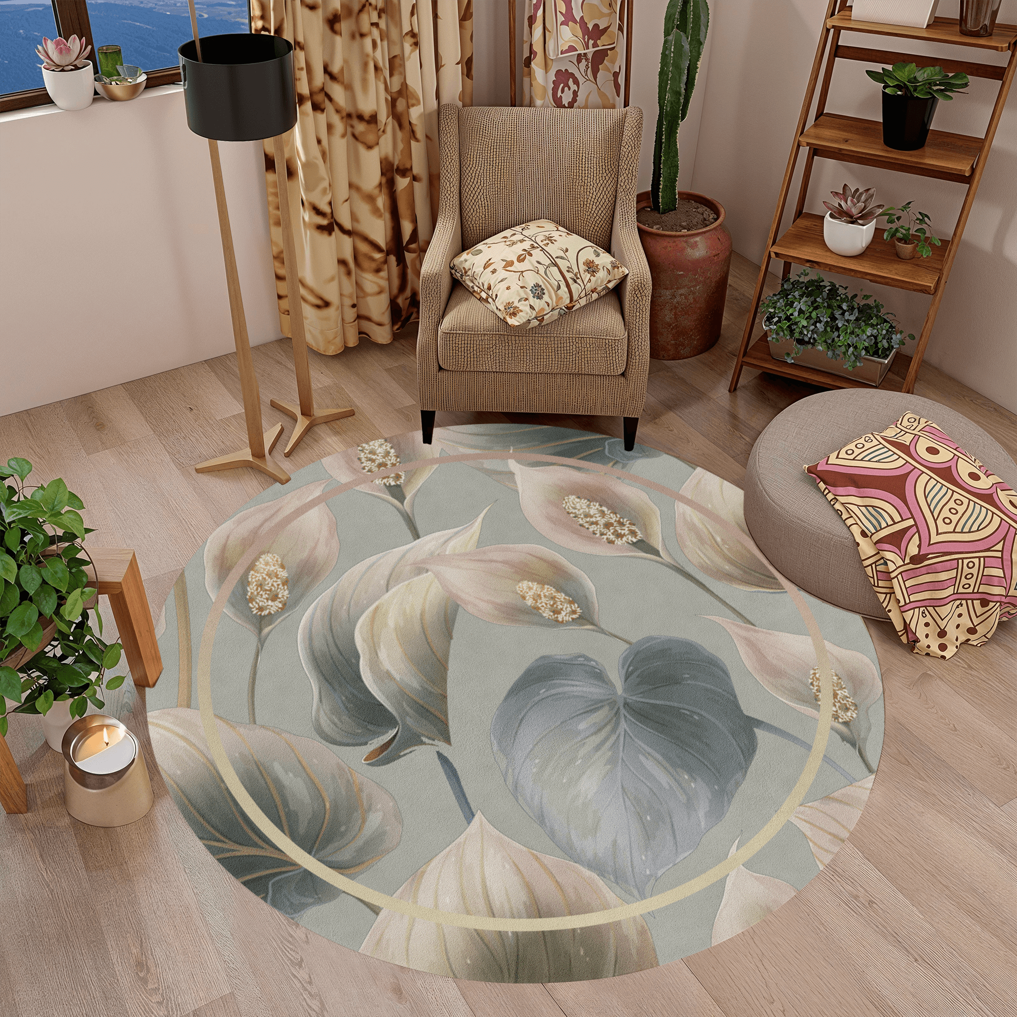 Yıkanabilir Kaymaz Taban Leke Tutmaz Dekoratif Salon Halısı T1255