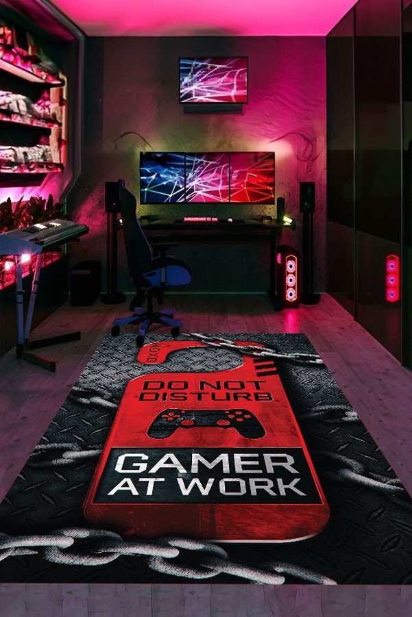 Dijital Baskı Yıkanabilir Kaymaz Taban Gamer Halısı Genç Odası Oyuncu Halısı Gamer02