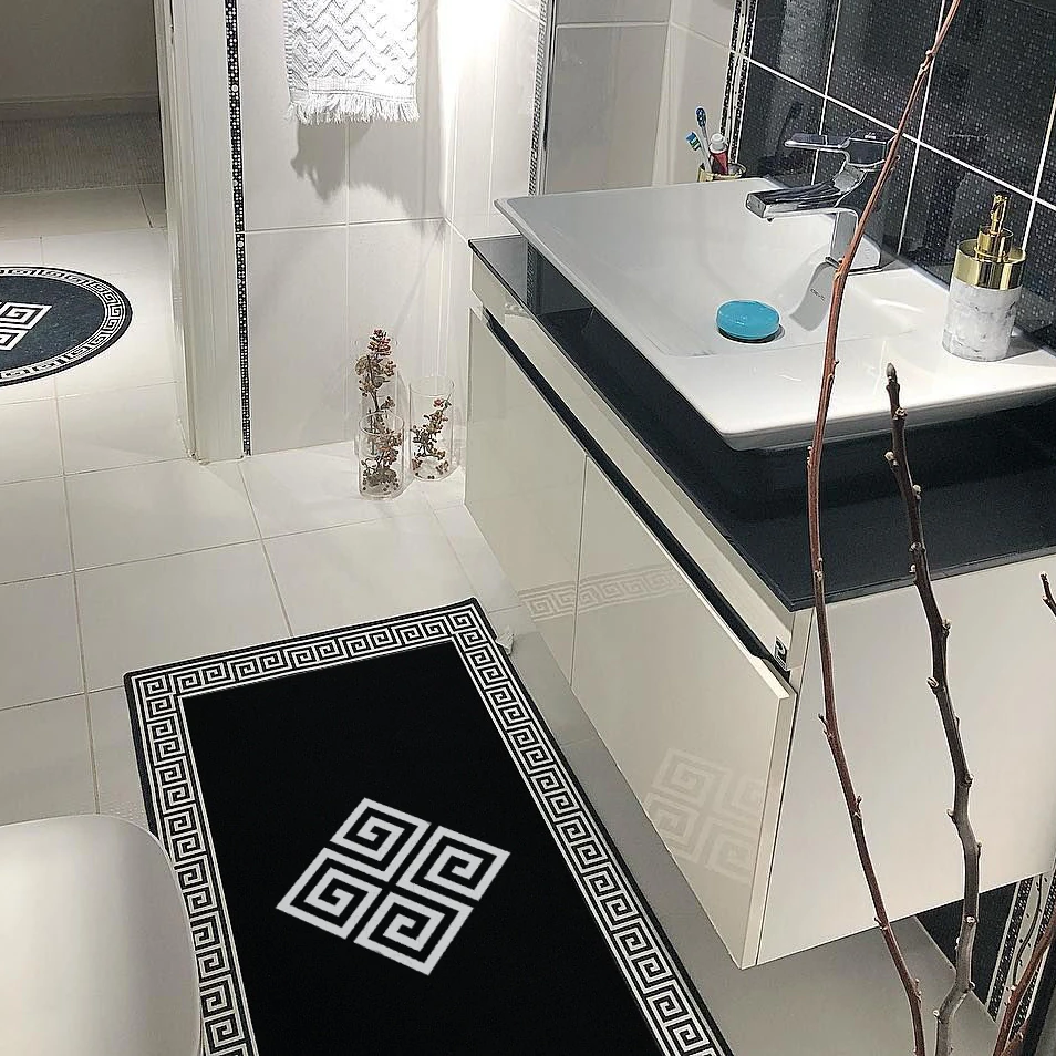 Kaymaz Taban Yıkabilir Toz Leke Tutmaz 2li Set Klozet Banyo Paspas Takımı T1031-2