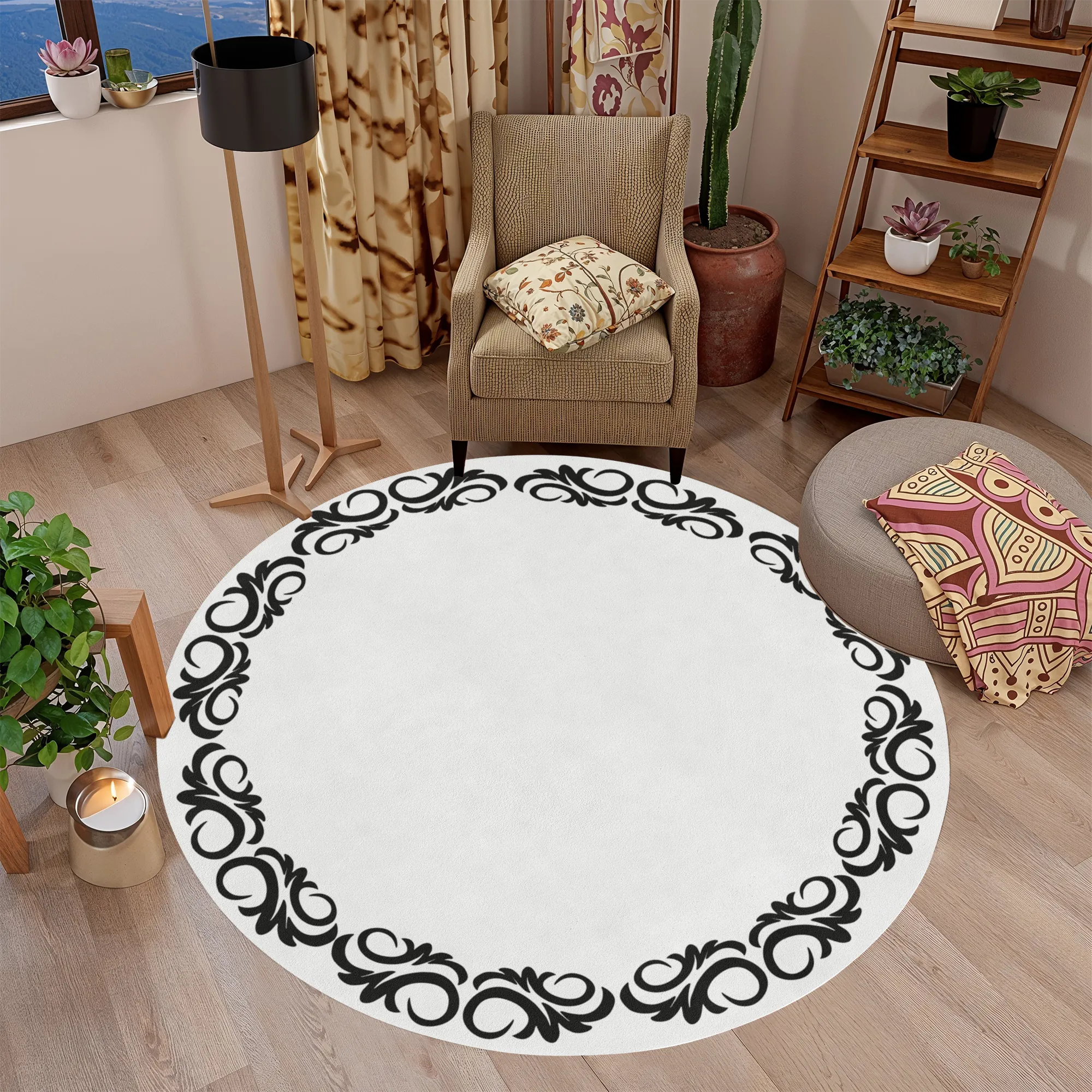 Yıkanabilir Kaymaz Taban Leke Tutmaz Dekoratif Salon Halısı T1081-1