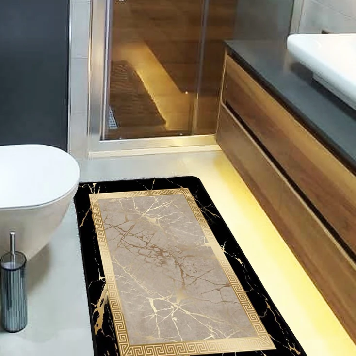 Kaymaz Taban Yıkabilir Toz Leke Tutmaz 2li Set Klozet Banyo Paspas Takımı S1034-1